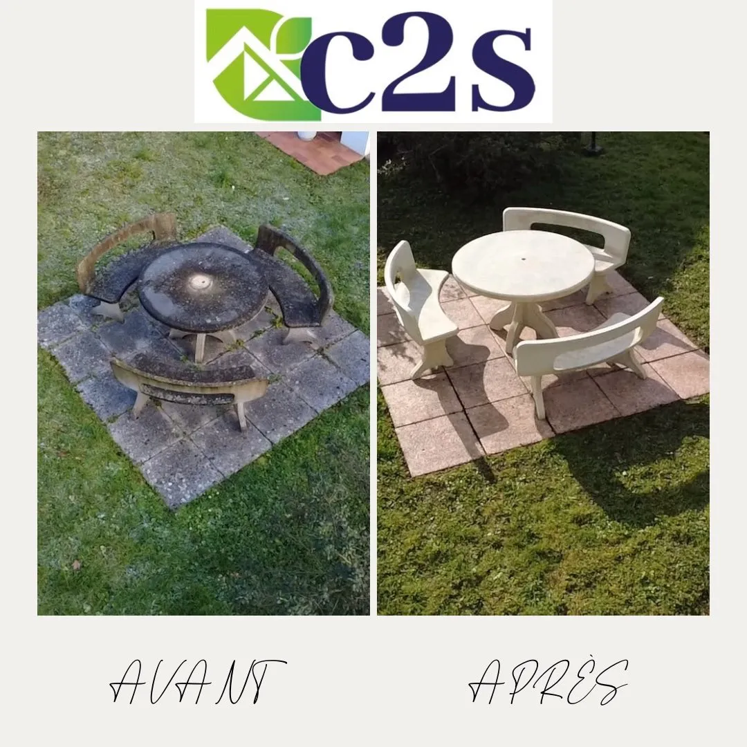 Avant/après : nettoyage de mobilier de jardin